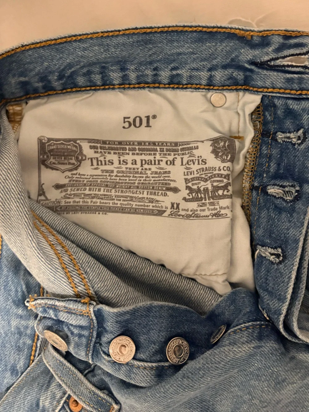 Levi's Light Blue Distressed Denim Cutoff Shorts